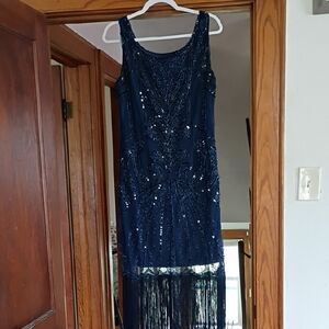 1920s Beaded Fringe Flapper Dress